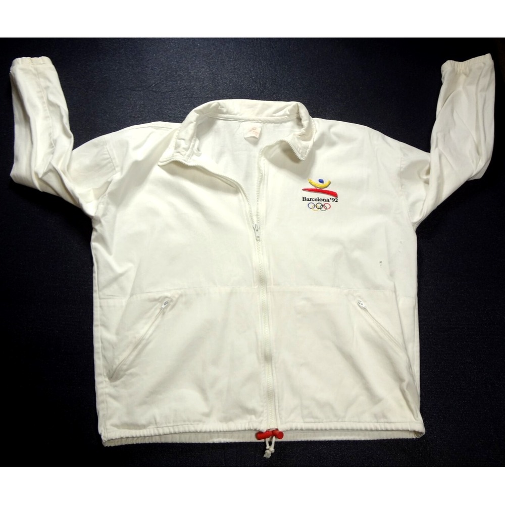 Vintage 92 Olympic Barcelona Jacket Men's Zip 3M Cotton Embroidered Large